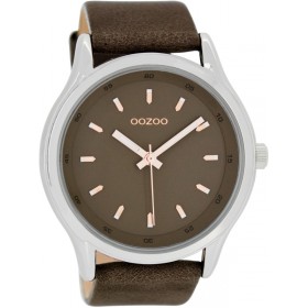 OOZOO Timepieces 50mm Βrowngrey Leather strap C7433